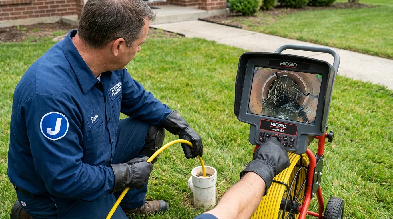 Sewer camera inspection being performed by Johns Plumbing LLC in Lucama